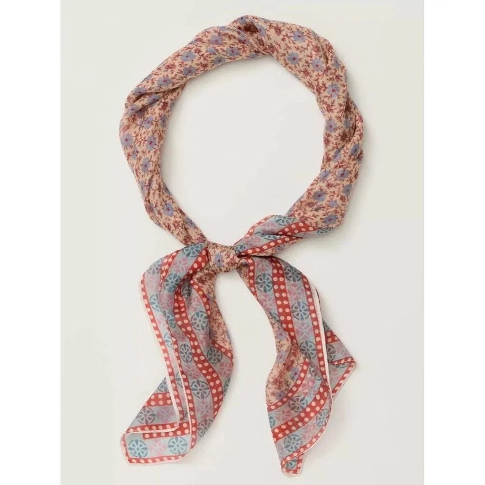 Free People So Silk Printed Bandana Scarf Tube Top Belt Floral Paisley Wrap OS